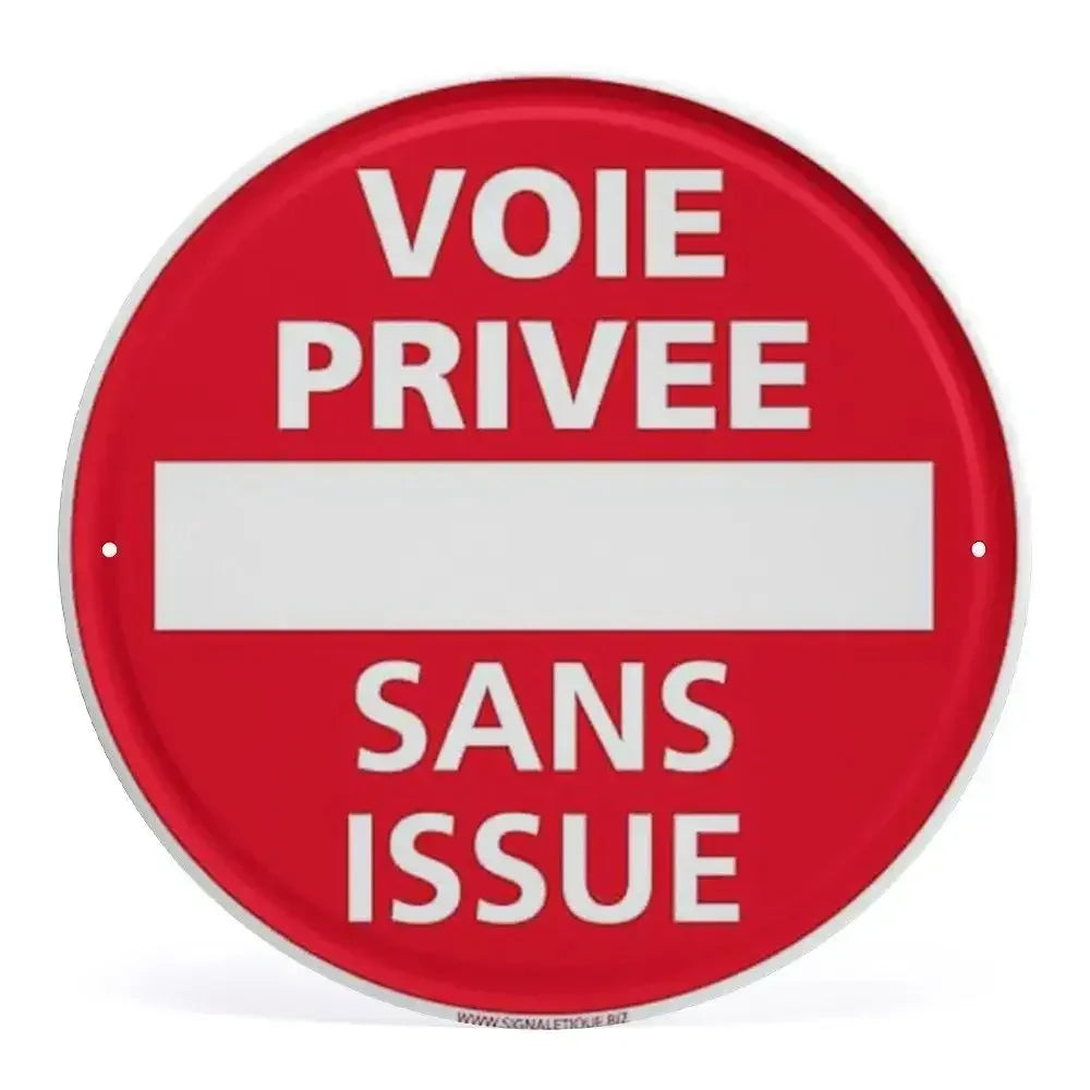 2D Flat Assorted French & Private Property No Parking Signs Round Metal Tin Sign - Multilingual Traffic Themed Wall Deco