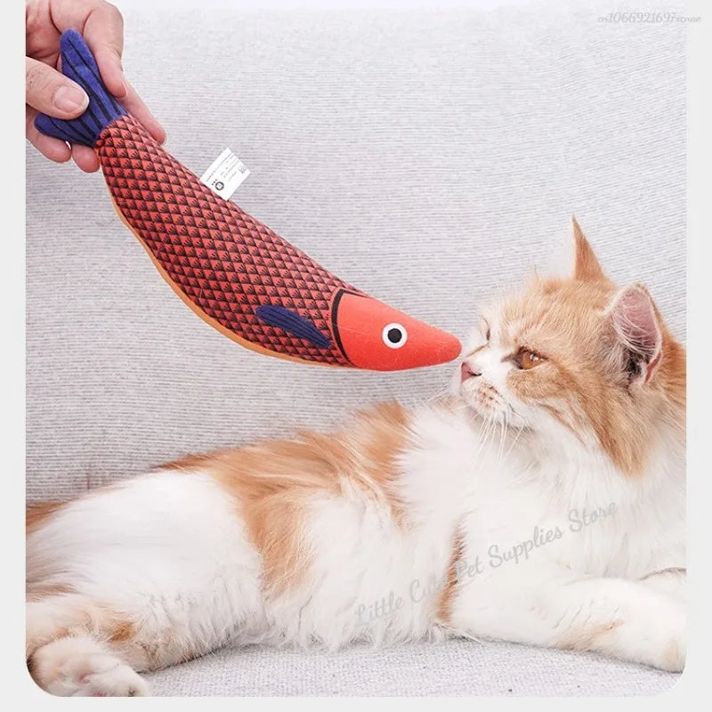 Cat Toy Catnip 3D Simulation Fish Saury Goldfish Kitten Toys Pillowfish Interactive Sounding Cat Chew Bite Plush Toy Cat Supply