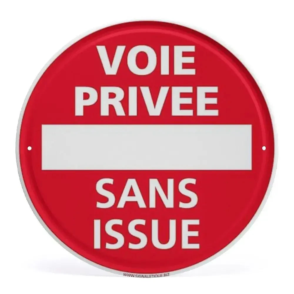 2D Flat Assorted French & Private Property No Parking Signs Round Metal Tin Sign - Multilingual Traffic Themed Wall Deco