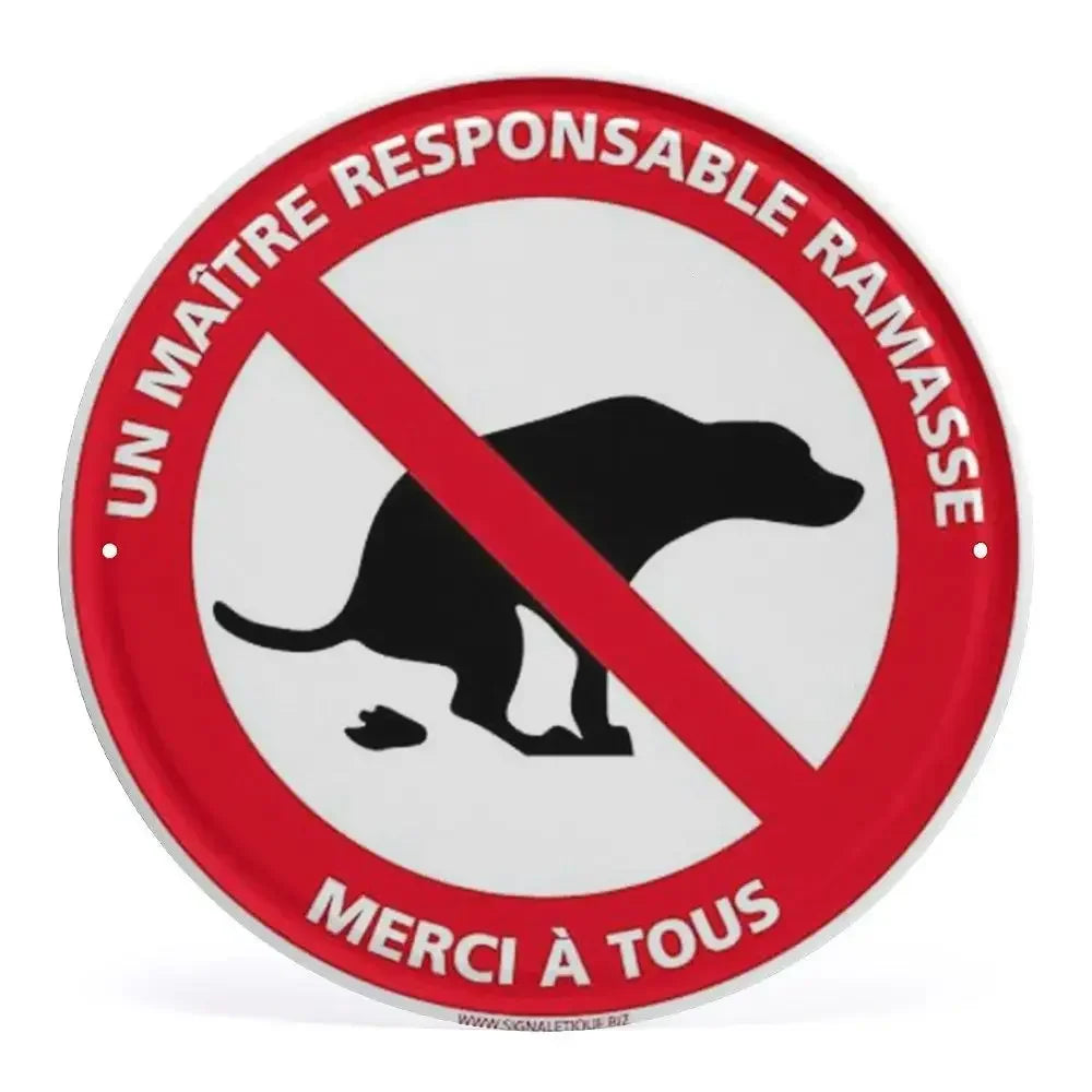 2D Flat Assorted French & Private Property No Parking Signs Round Metal Tin Sign - Multilingual Traffic Themed Wall Deco