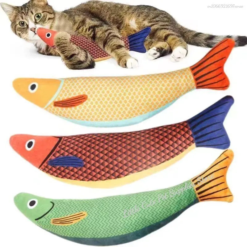 Cat Toy Catnip 3D Simulation Fish Saury Goldfish Kitten Toys Pillowfish Interactive Sounding Cat Chew Bite Plush Toy Cat Supply