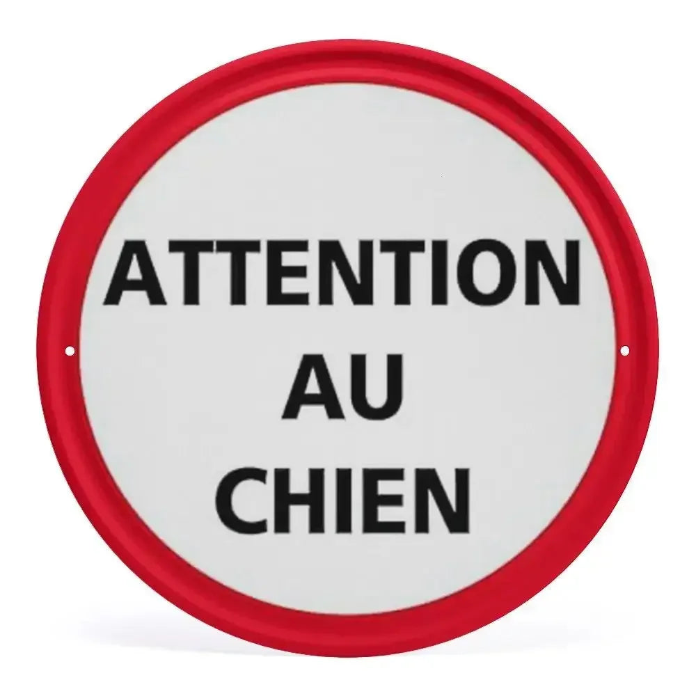 2D Flat Assorted French & Private Property No Parking Signs Round Metal Tin Sign - Multilingual Traffic Themed Wall Deco