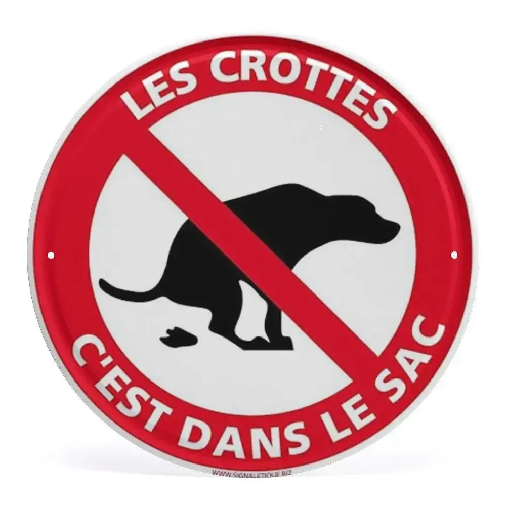 2D Flat Assorted French & Private Property No Parking Signs Round Metal Tin Sign - Multilingual Traffic Themed Wall Deco