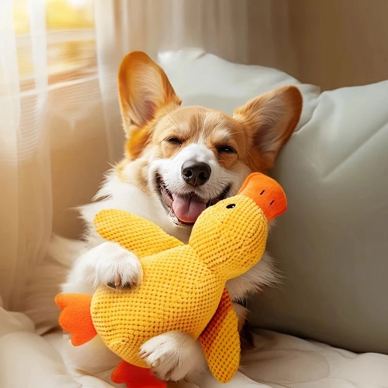 Dog Calming Duck, 2025 Yellow Duck Dog Toy, The Mellow Ducks Calming Pillow, Dogs Ducks Toy with Quacking Sound for Indoor Dogs