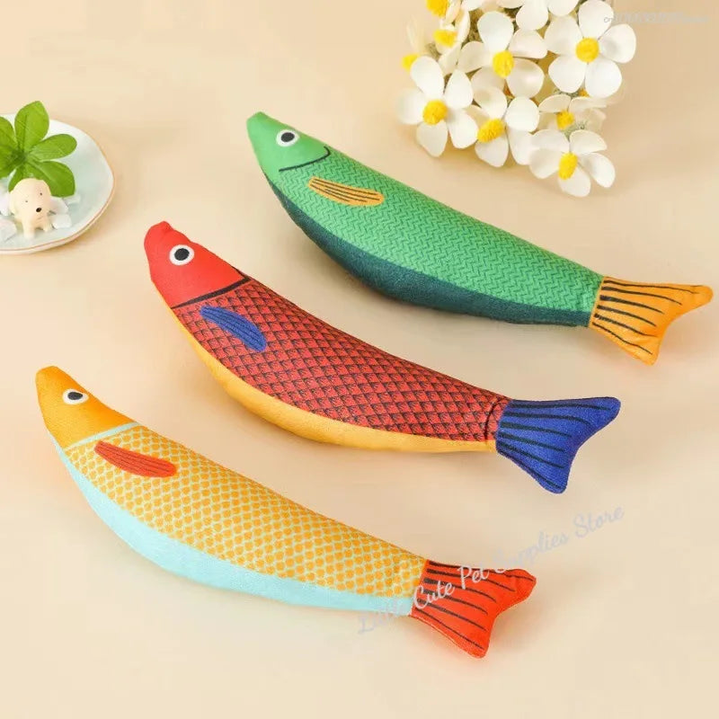 Cat Toy Catnip 3D Simulation Fish Saury Goldfish Kitten Toys Pillowfish Interactive Sounding Cat Chew Bite Plush Toy Cat Supply