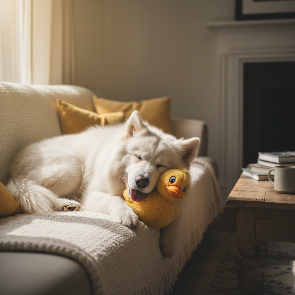 Dog duck toy lifestyle